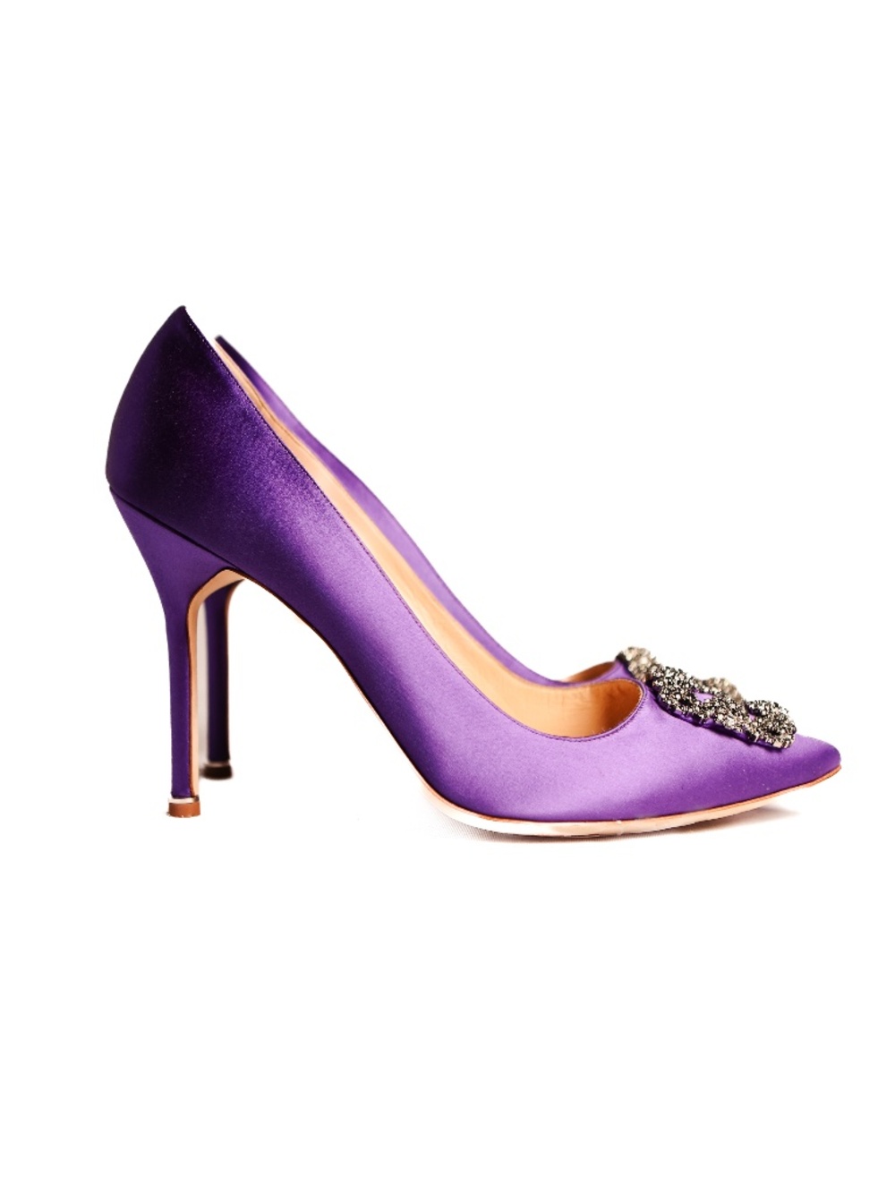 Manolo Blahnik Hangisi 105mm satin pumps PURPLE size 43